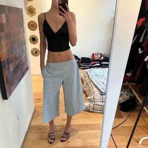 Anthropology Pleather Sky Blue Wide Leg Capris